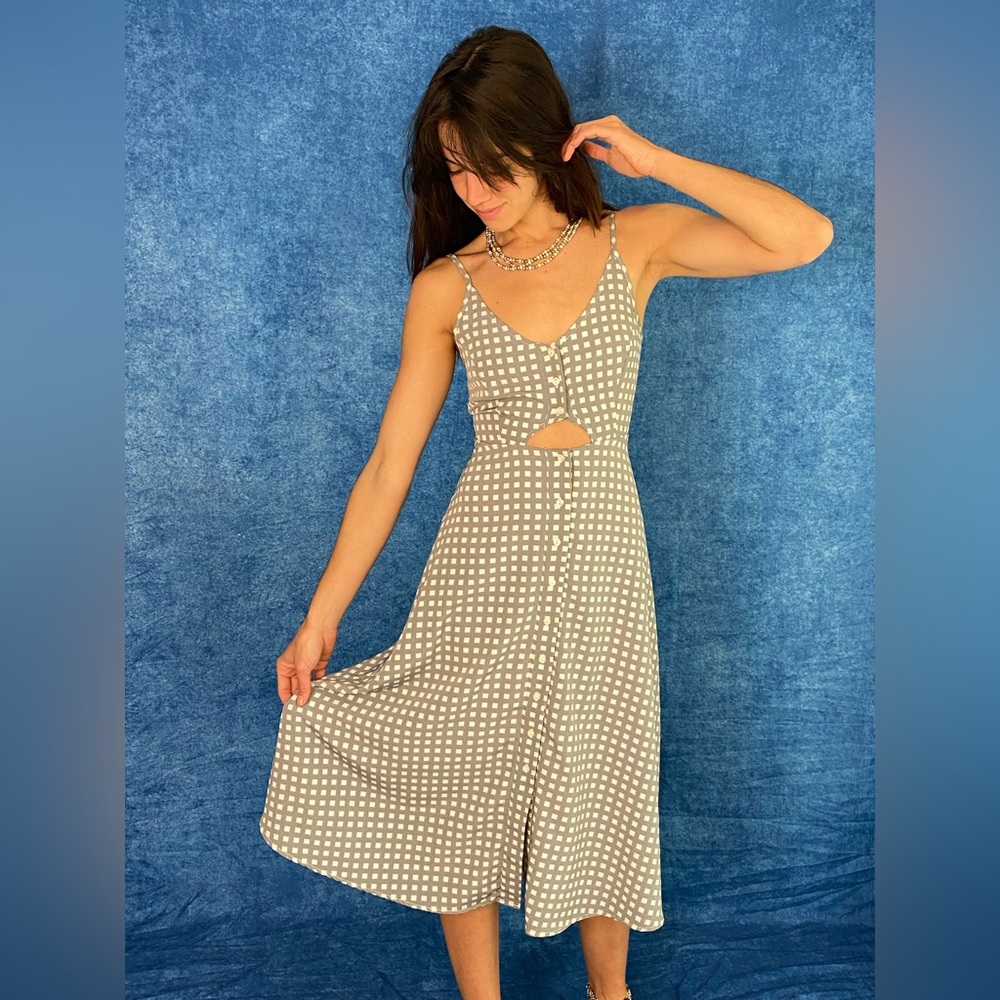 Oh My Love Gray and White Midi Dress